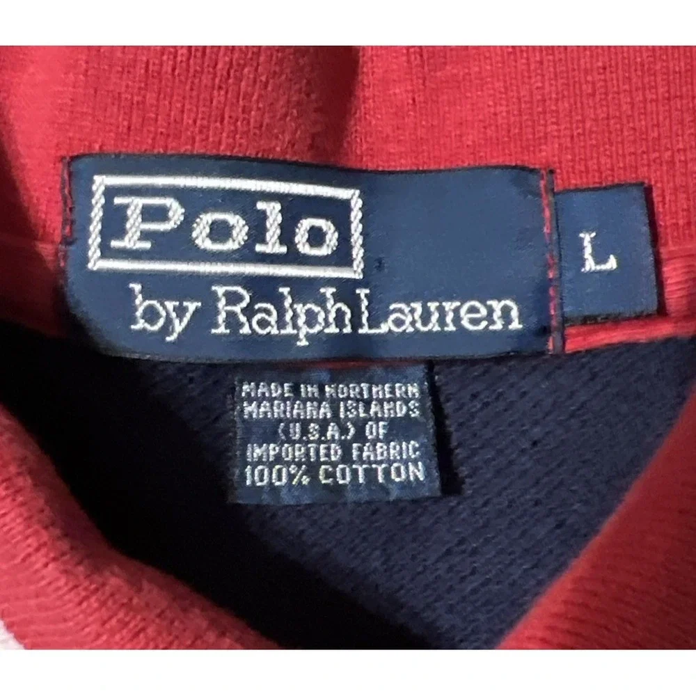 Vintage Ralph Lauren Striped Red/White/Blue Short Sleeve Rugby Polo Size Large